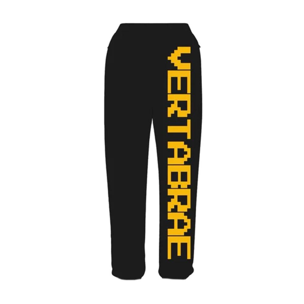 VERTABRAE Spellout Sweatpants Black Yellow Sz XL $250 {BB45}